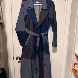 Stylish Denim Trench Coat with Belt